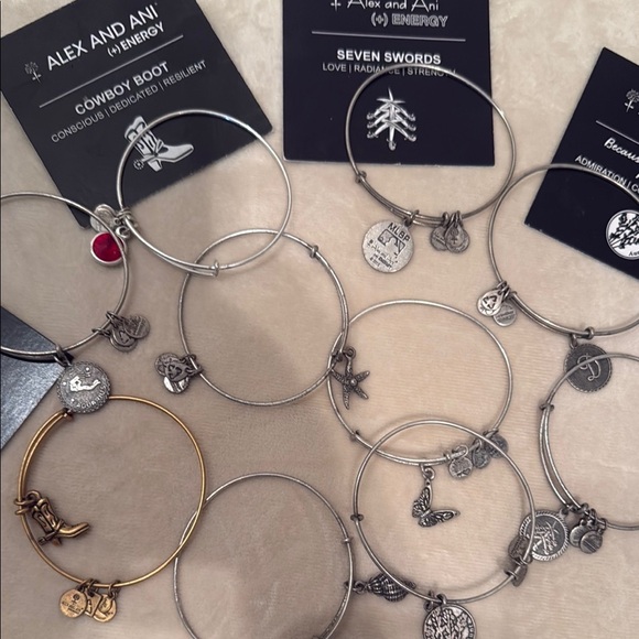 Alex and Ani Silver and Gold Charm Bracelets - Picture 2 of 8